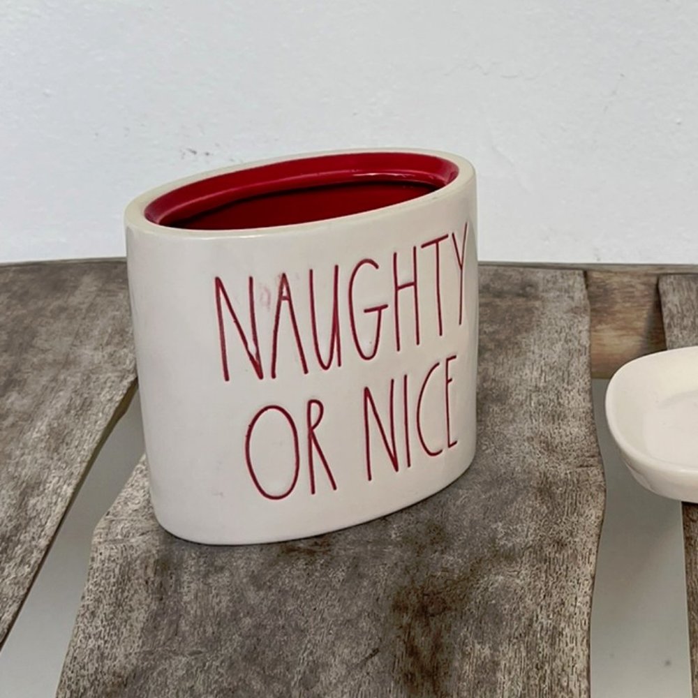 Rae Dunn “NAUGHTY OR NICE" Christmas Ceramic Toothbrush Holder - Picture 2 of 4